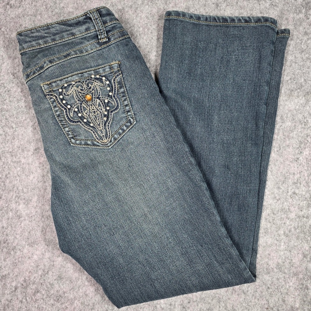 Vintage Baccini Bootcut Jeans Embellished Studded Pocket Western Y2K Festival 12